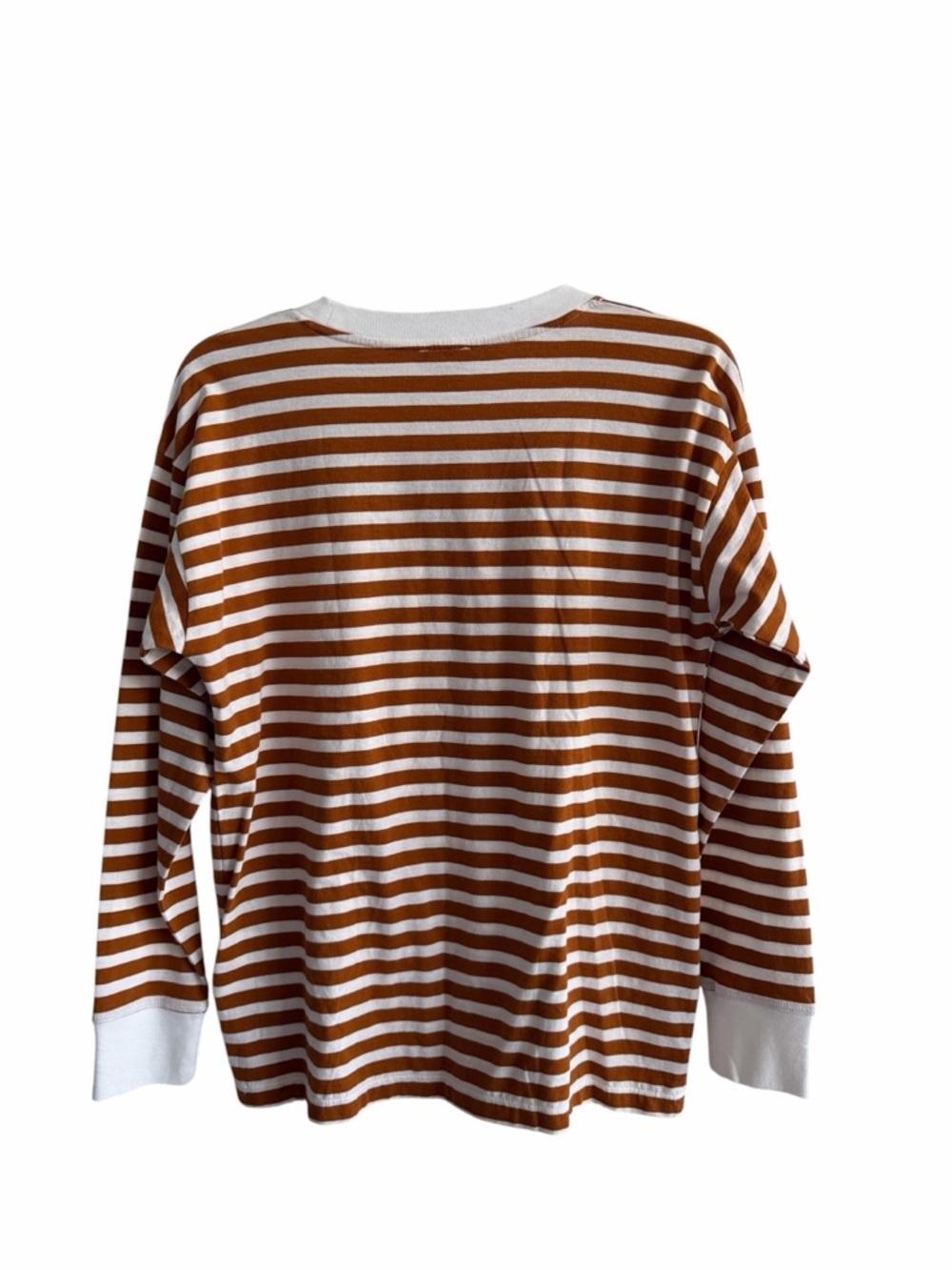 J. Crew Ivory Brown Striped Perfect Crew Tee Size Small NWT - Picture 2 of 6